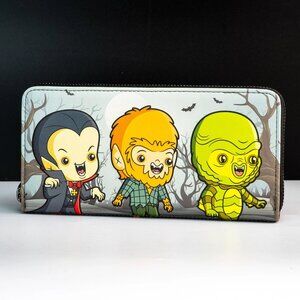Loungefly Universal Monsters Chibi Line Zip Wallet NWT